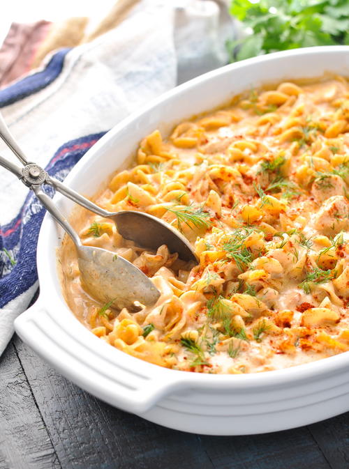 Dump-and-Bake Chicken Paprikash and Noodles