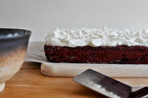 Red Velvet Brownies with White Chocolate Frosting