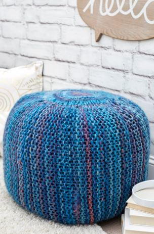 Pop of Color Knit Pouf