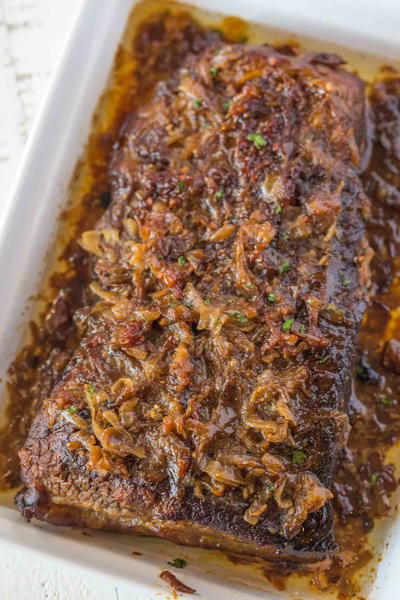 Easiest Brisket with Caramelized Onions