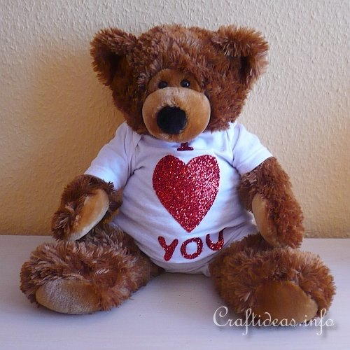 Glittery I Love You T-Shirt for a Stuffed Bear