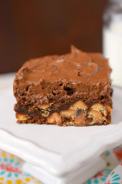 Frosted Peanut Butter Chip Brownies