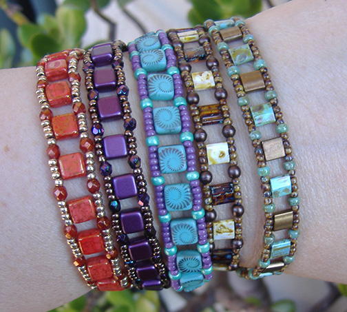 Colorful Tile Bead Stacker Bracelets