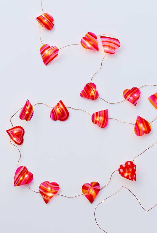 DIY Valentine Heart String Lights