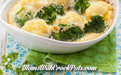 Slow Cooker Broccoli and Cauliflower Gratin