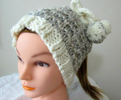 Two In One Ponytail Hat Knitting Pattern