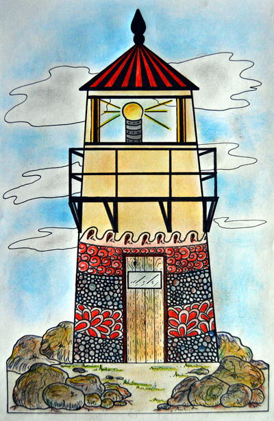 Zentangle Lighthouse Adult Coloring Page