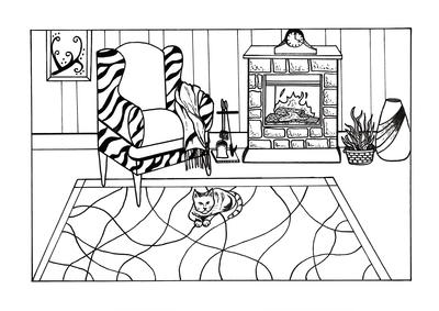 Cozy-in-Here Adult Coloring Page