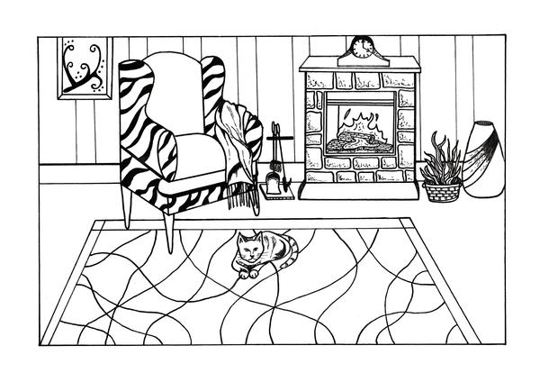 Cozy-in-Here Adult Coloring Page