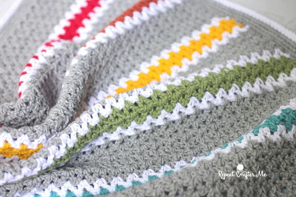 V-Stitch Rainbow Crochet Blanket Pattern