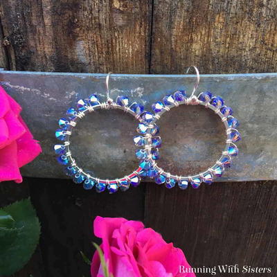 Special Occasion Tanzanite Crystal Wrapped Hoops