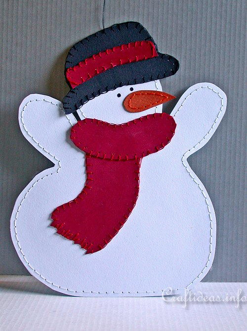 Stitched Paper Snowman Craft