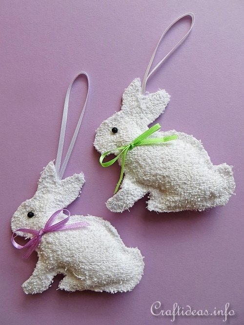 Washcloth Easter Bunny Ornaments
