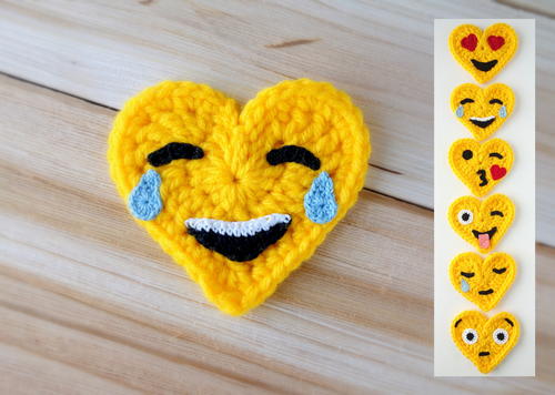 Crochet Emoji Valentines – Tears of Joy  
