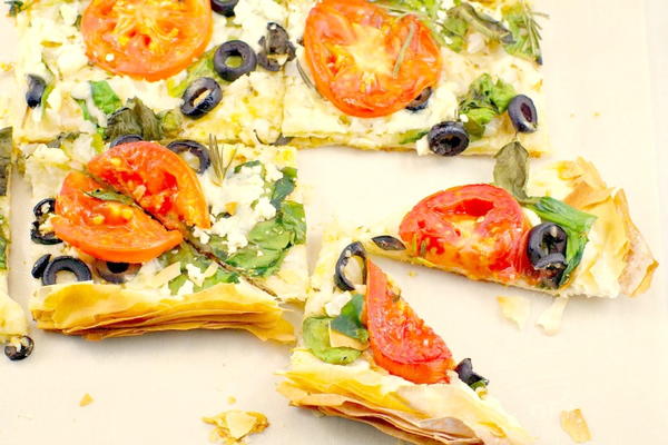Greek Vegetarian Phyllo Pizza