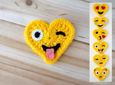 Crochet Emoji Valentines – Crazy Face 