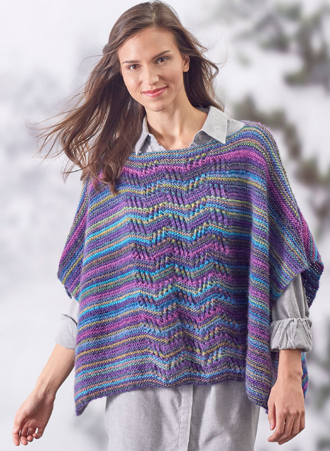 Lace Panel Knit Poncho | AllFreeKnitting.com