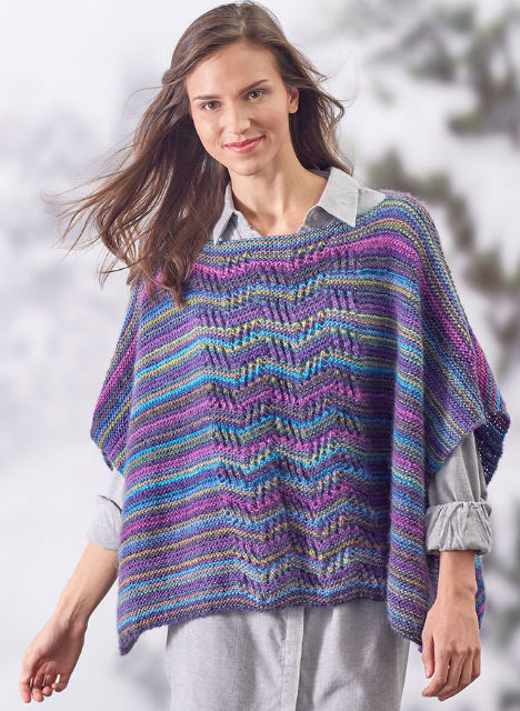 Lace Panel Knit Poncho