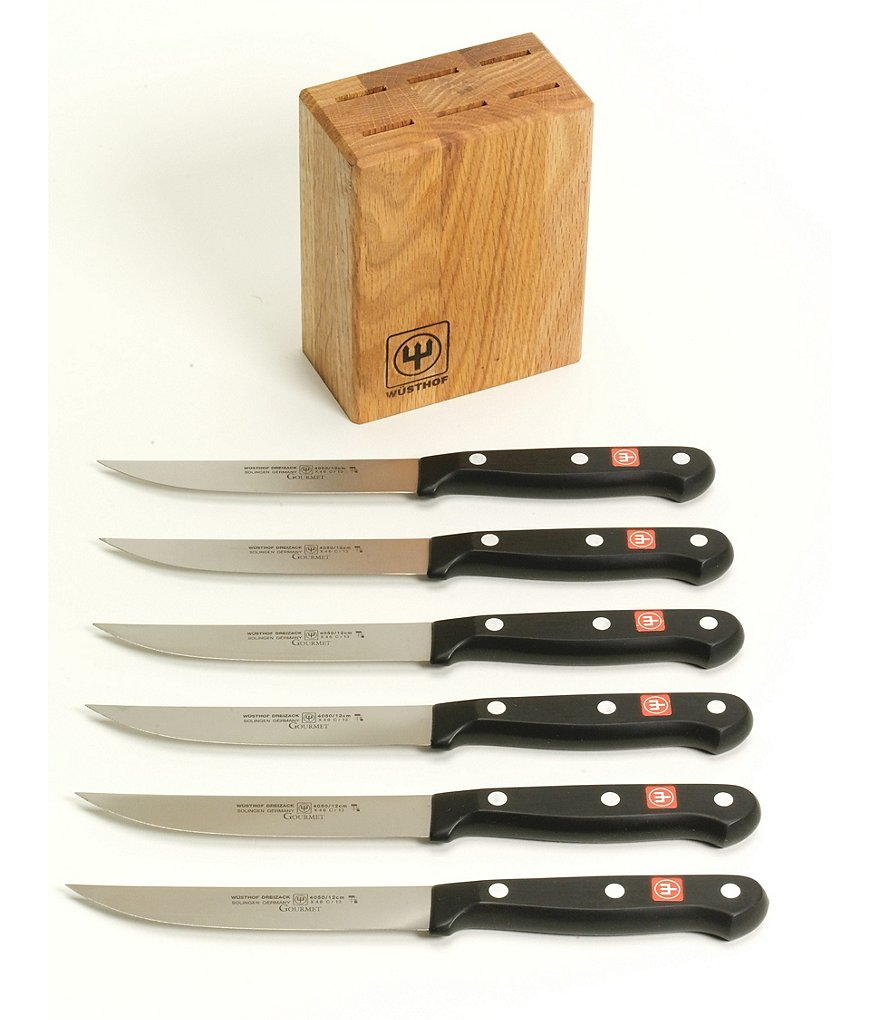 Wusthof Gourmet 7-Piece Steak-Knife and Block Set ...