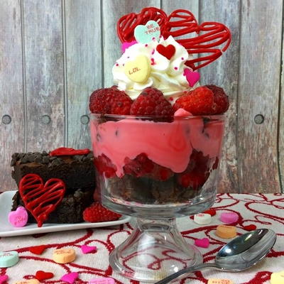 Valentine’s Day Raspberry Brownie Parfait