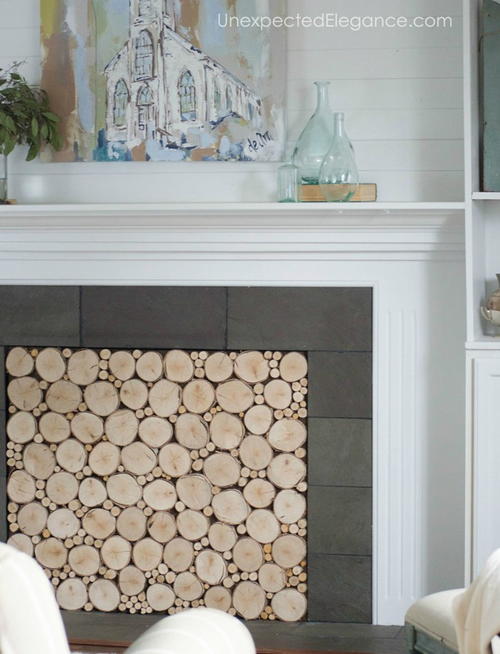 Faux Stacked Wood DIY Fireplace Insert