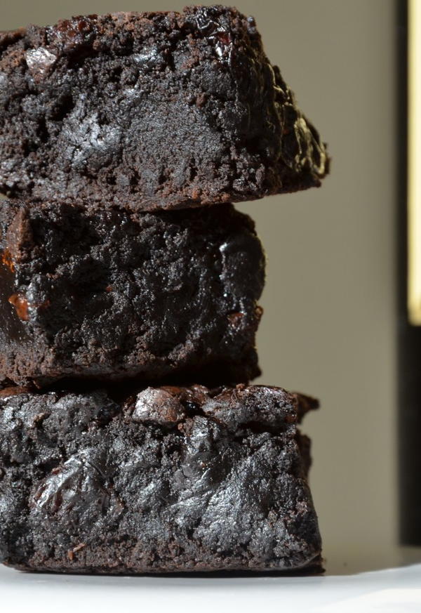 Wine-soaked cranberries or cherries red wine brownies