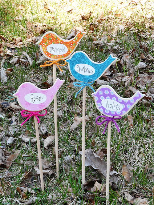 Colorful Bird Garden Markers