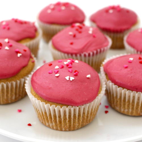 Healthy Valentine's Day Vanilla Cupcakes