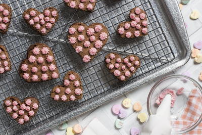 Blushing Frosted Brownies