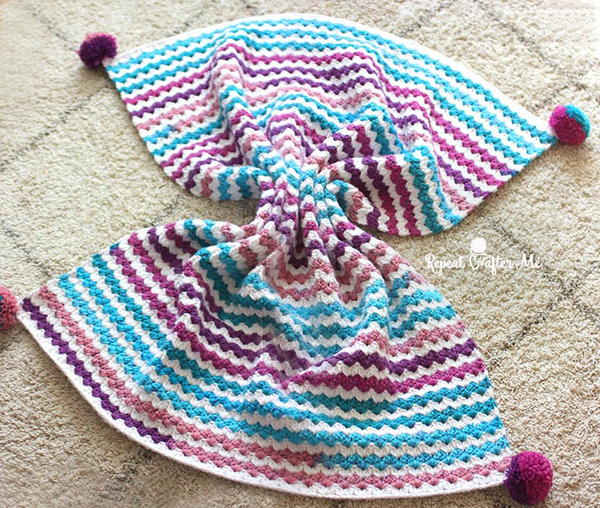 Colorful Cluster V-Stitch Crochet Blanket