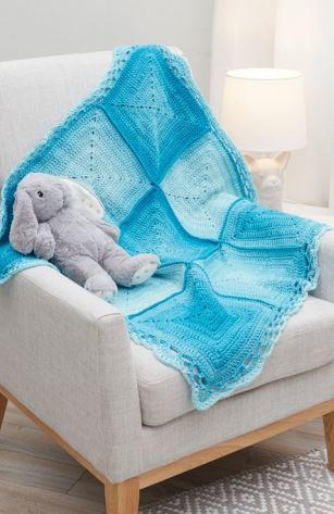 Adorable Nine Blocks Crochet Baby Blanket