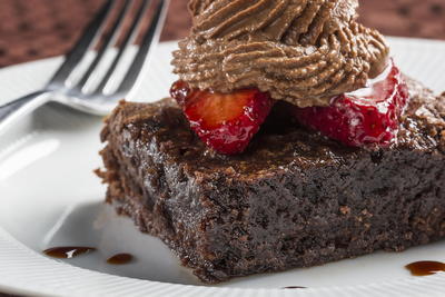 Strawberry and Chocolate Mousse Topped Brownies