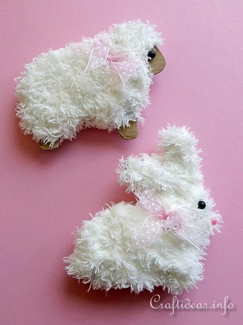 Furry Sheep and Bunny Ornaments
