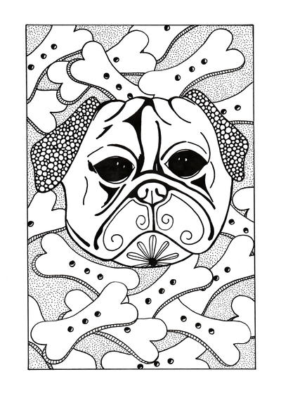 Bone Lovin Dog Adult Coloring Page