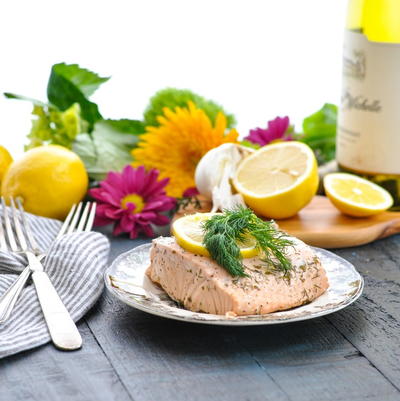 Garlic and Herb Poached Salmon