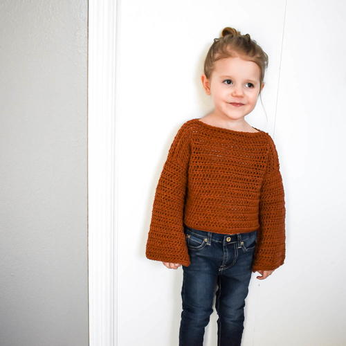 Toddler Bell Sleeve Sweater | AllFreeCrochet.com