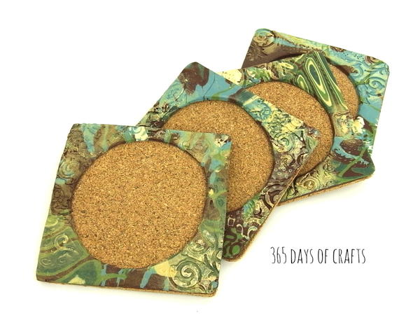 Mokume Gane Coasters with Cork