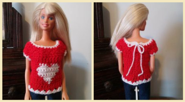 Valentine's Heart Sweater for Barbie