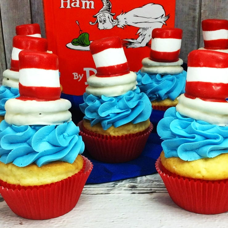 Cat in the Hat Cupcakes | TheBestDessertRecipes.com