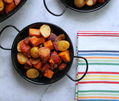 One Pan Little Potato Chorizo and Sweet Potato Hash