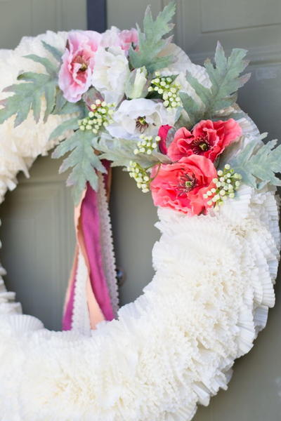 Faux Flower Cupcake Liner Wreath