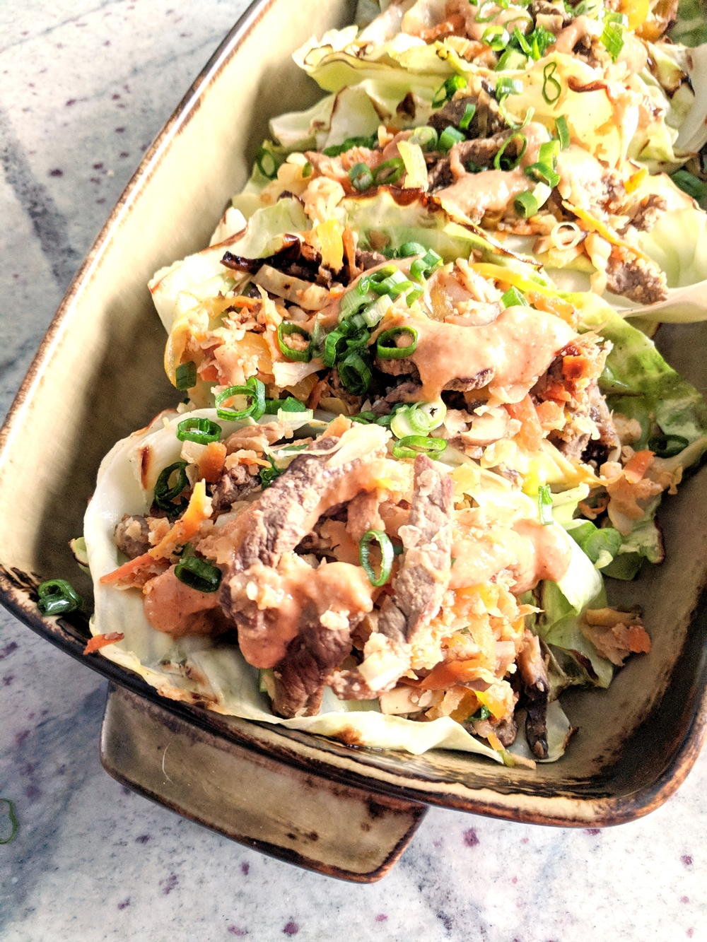 Low Carb Cabbage Beef Wraps with Cauliflower Rice