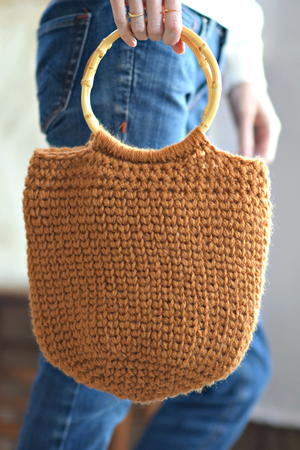 Camel Crocheted Bucket Bag