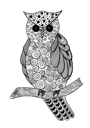 zentangle owl adult coloring page favecrafts