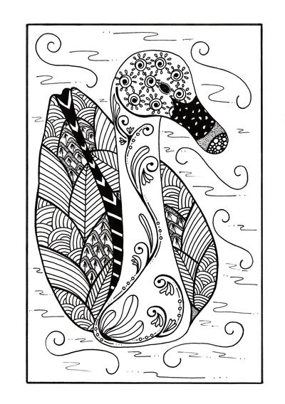 Delicate Zentangle Duck Coloring Page