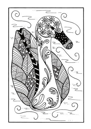 Delicate Zentangle Duck Coloring Page Favecrafts Com