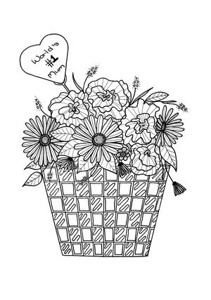 Flower Basket Mother's Day Coloring Page
