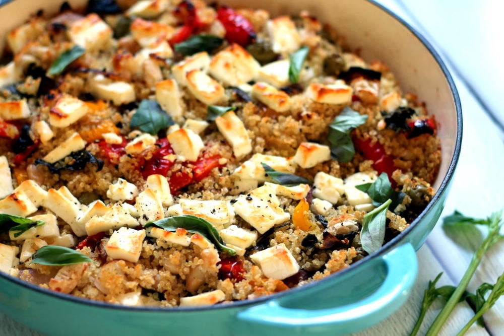 Roasted Vegetable & Feta Cheese Quinoa Bake