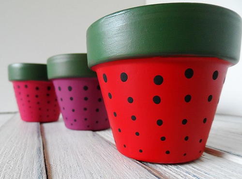 Colorful Strawberry Terra Cotta Pots