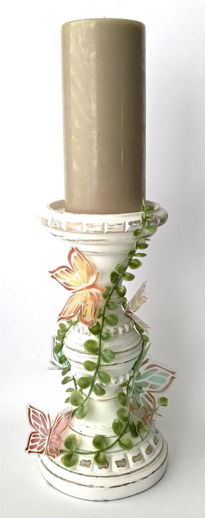 Painted Butterflies Candle Pillar